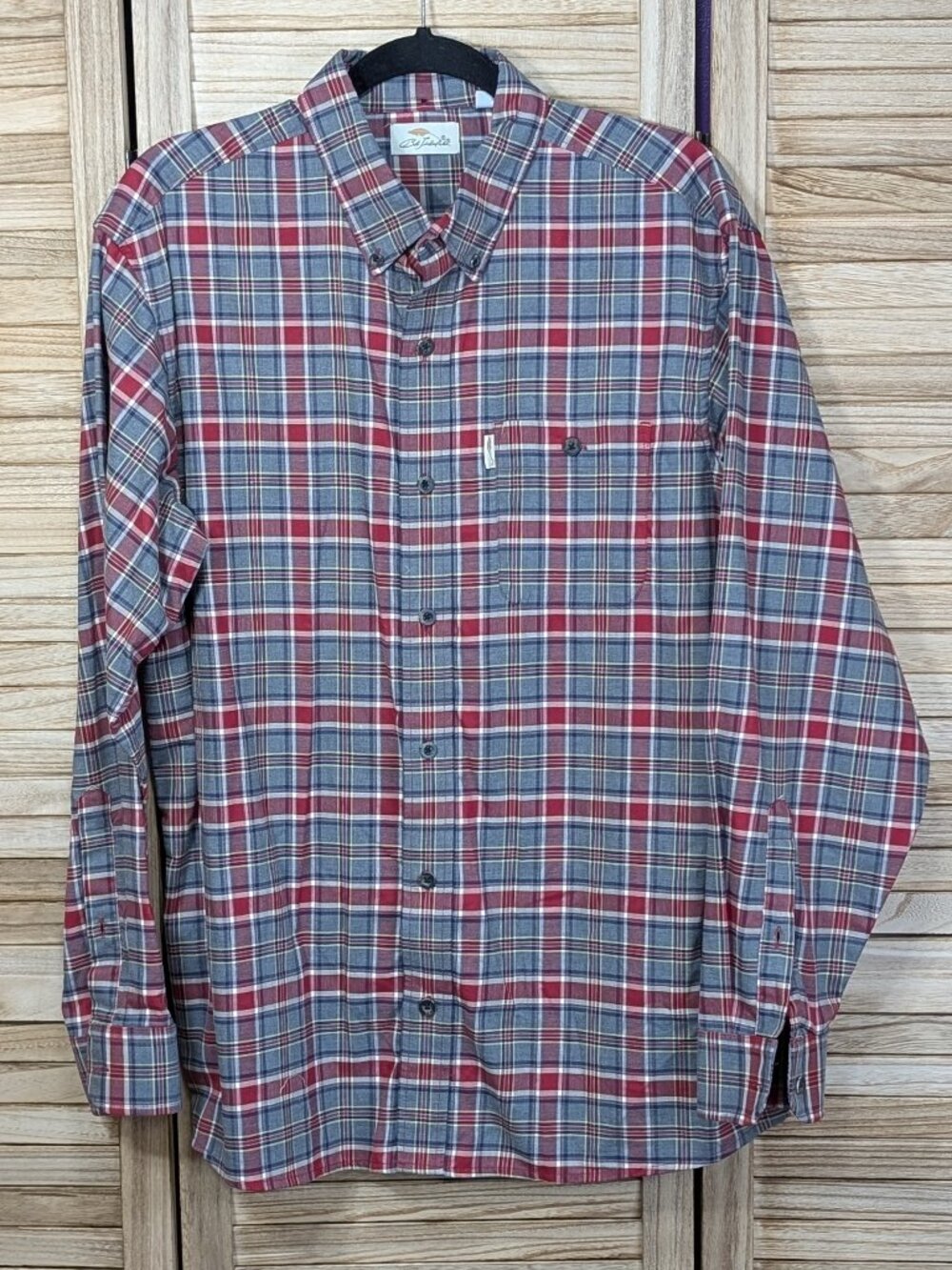 Bob Timberlake Classic Plaid Button-Up Shirt in Red and Gray Size Large